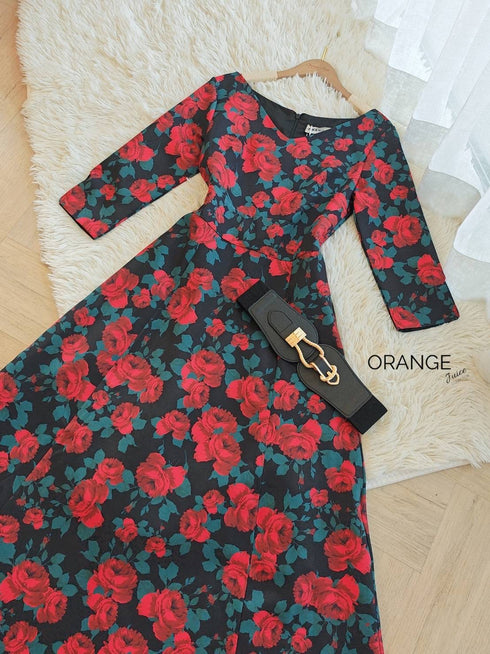 ORANGE JUICE Floras Long Sleeves Maxi Dress With Belt